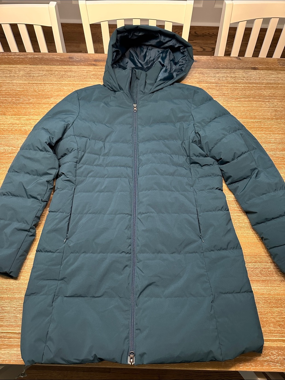 Swiss Tech Emerald Green Dark Teal Jewel Tone Long Puffer Jacket Women’s M